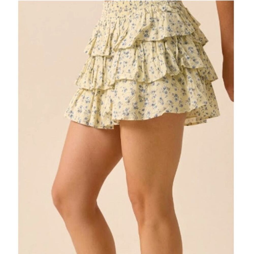 Altar'D State Women's Yellow Multi Emily Tiered Mini Skirt